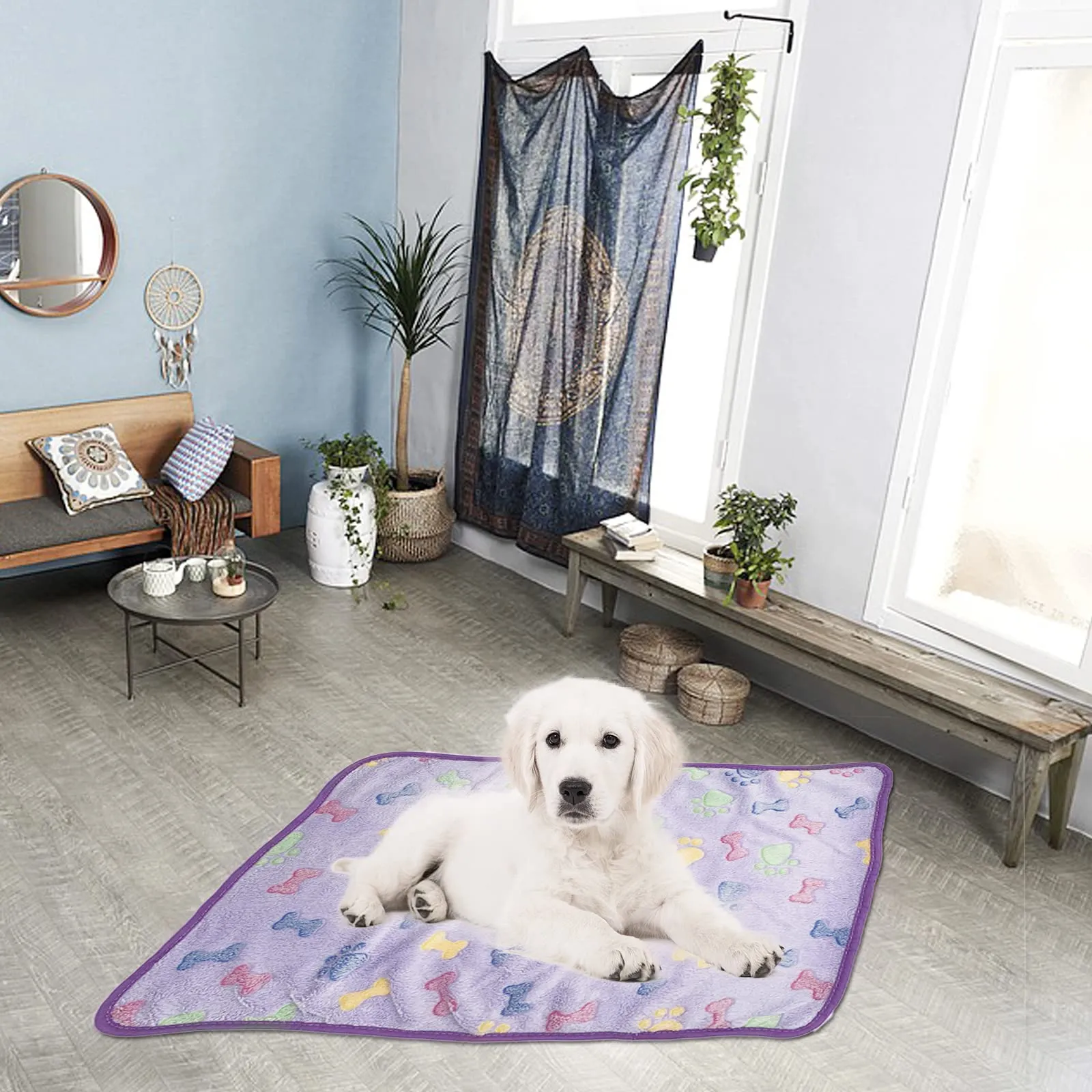 1 Pack 3 Puppy Blankets Super Soft Warm Sleep Mat Bone Print Cute Blanket Fluffy Premium Fleece Pet Blanket Flannel Throw Dog Blankets for Small Dogs Puppy Cat,Small(23"x16") Small(23"x16") Brown/Pink/Purple