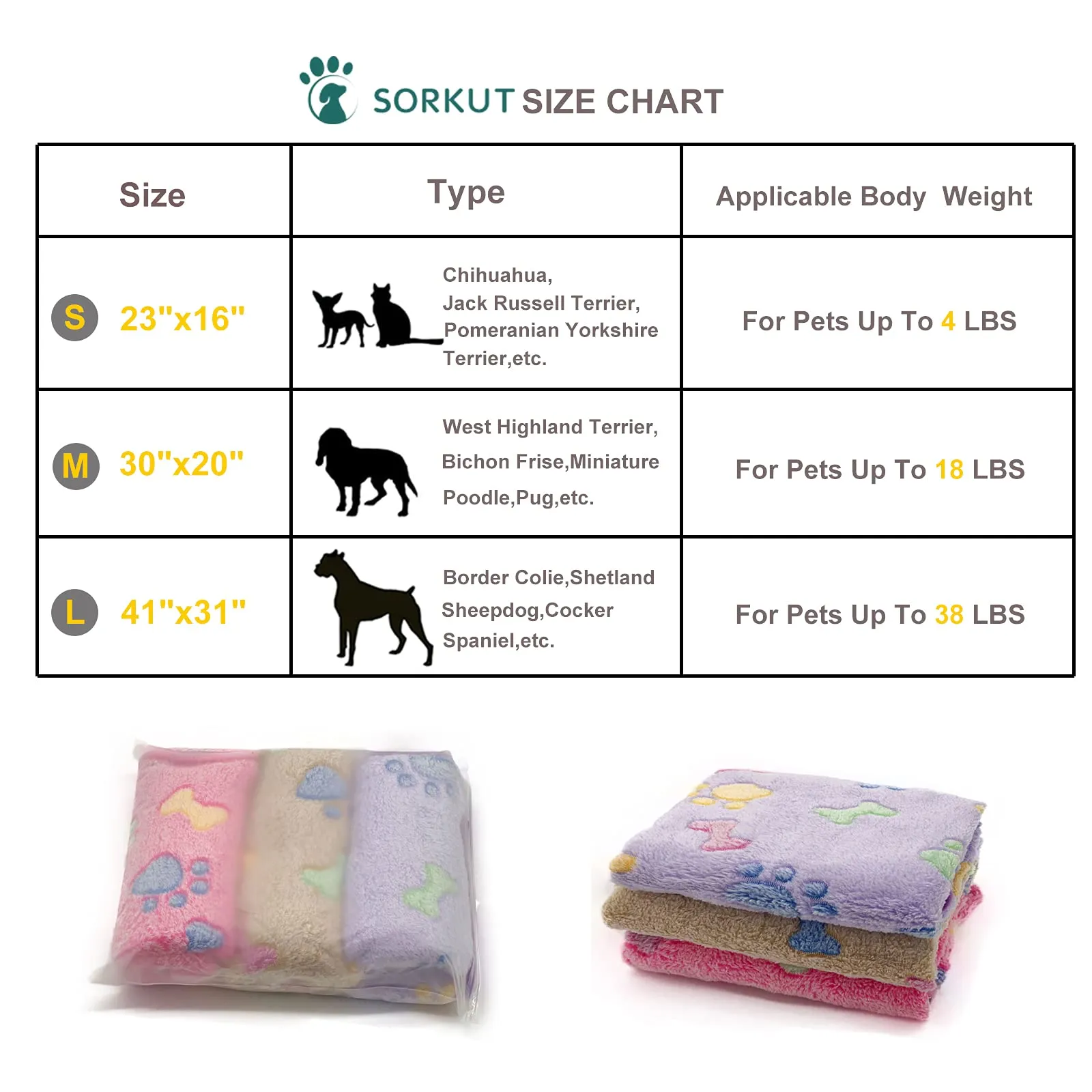 1 Pack 3 Puppy Blankets Super Soft Warm Sleep Mat Bone Print Cute Blanket Fluffy Premium Fleece Pet Blanket Flannel Throw Dog Blankets for Small Dogs Puppy Cat,Small(23"x16") Small(23"x16") Brown/Pink/Purple