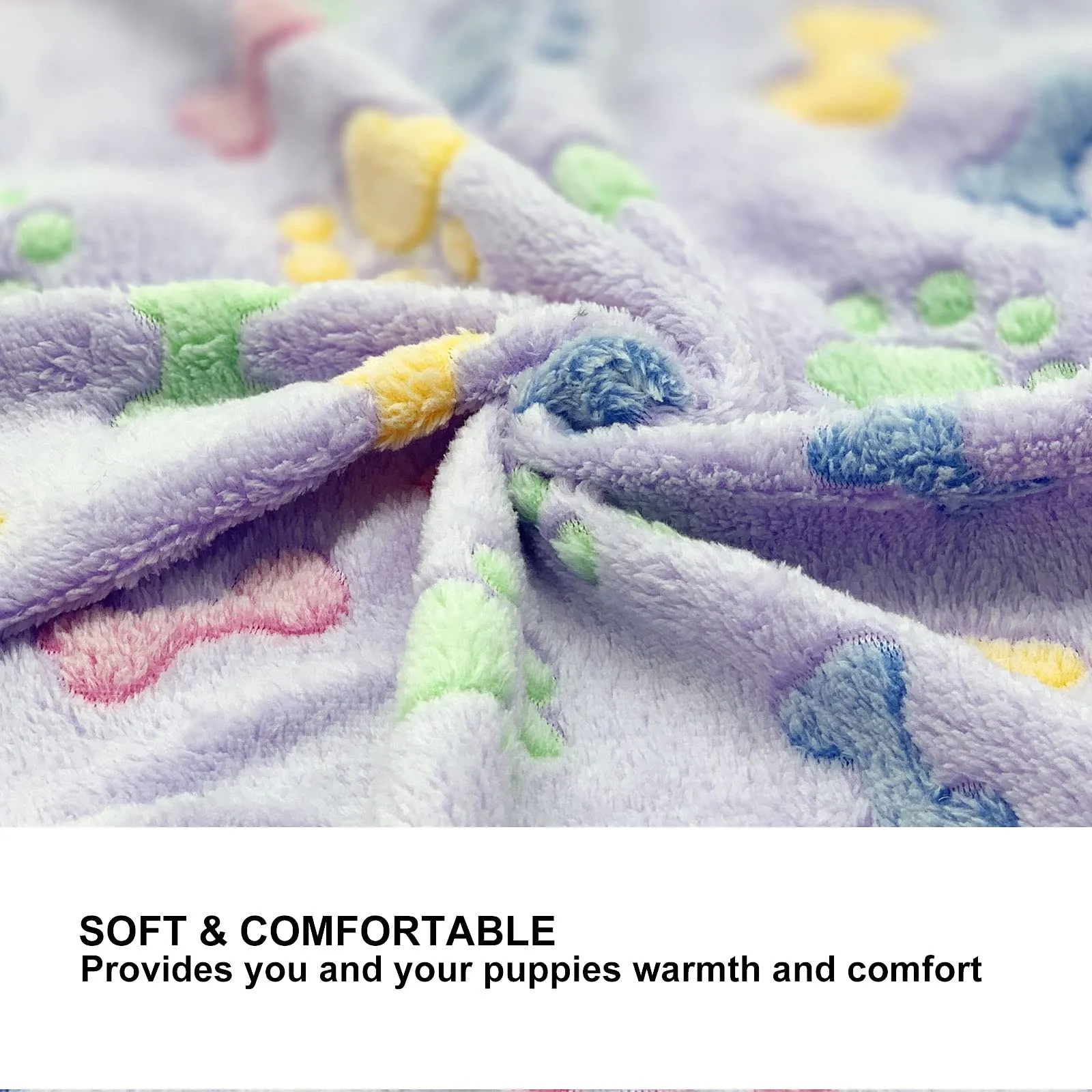 1 Pack 3 Puppy Blankets Super Soft Warm Sleep Mat Bone Print Cute Blanket Fluffy Premium Fleece Pet Blanket Flannel Throw Dog Blankets for Small Dogs Puppy Cat,Small(23"x16") Small(23"x16") Brown/Pink/Purple