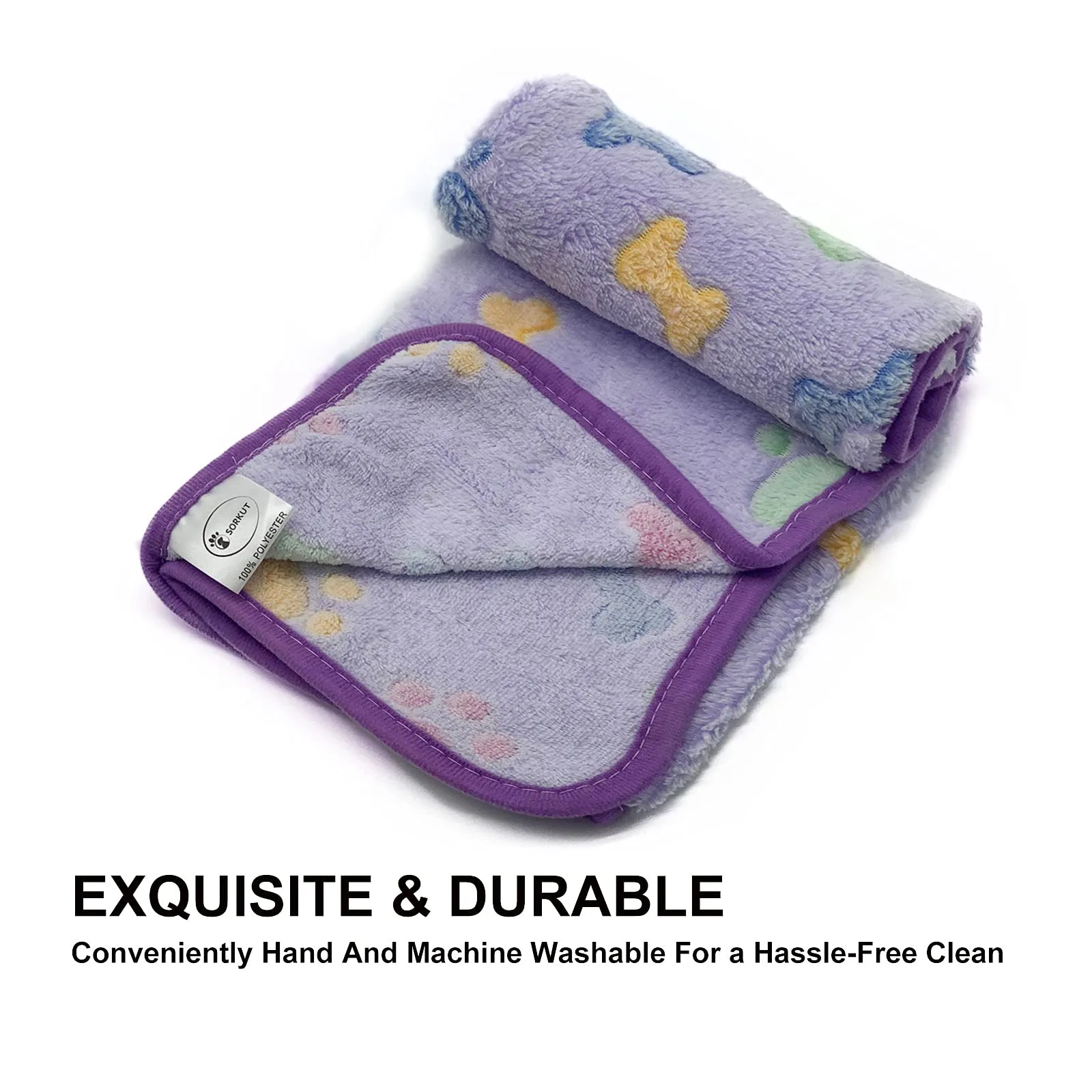 1 Pack 3 Puppy Blankets Super Soft Warm Sleep Mat Bone Print Cute Blanket Fluffy Premium Fleece Pet Blanket Flannel Throw Dog Blankets for Small Dogs Puppy Cat,Small(23"x16") Small(23"x16") Brown/Pink/Purple