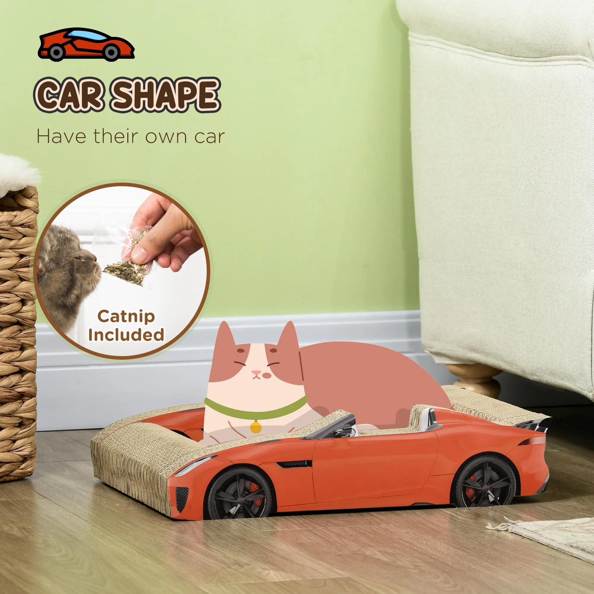2 in 1 Cat Scratching Board with Catnip Car-shaped