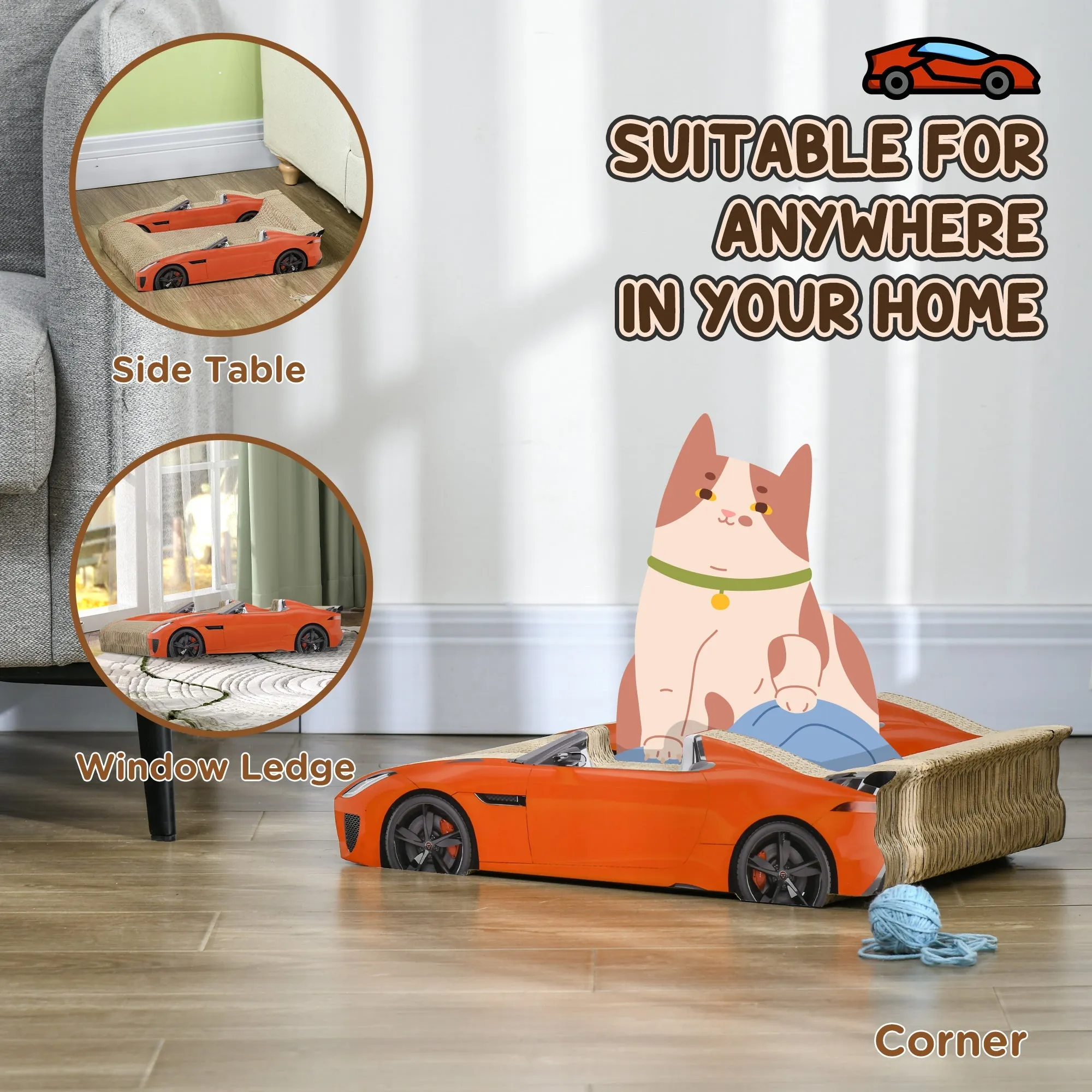 2 in 1 Cat Scratching Board with Catnip Car-shaped