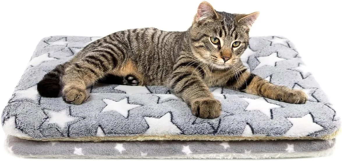 2 Pack Cat Blanket for Indoor Cats Ultra Soft and Warm Calming Cat Bed Fleece Pet Mat for Anxiety and Stress Washable Kitten Blanket