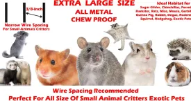 36" Large 4-Levels Ferret Chinchilla Hamster Suger Glider Gerbil Rats Mouse Mice Guinea Pig Rodent Degu Dagus Squirrel Small Animal Critter Cage, Tight 3/8-Inch Bar Spacing
