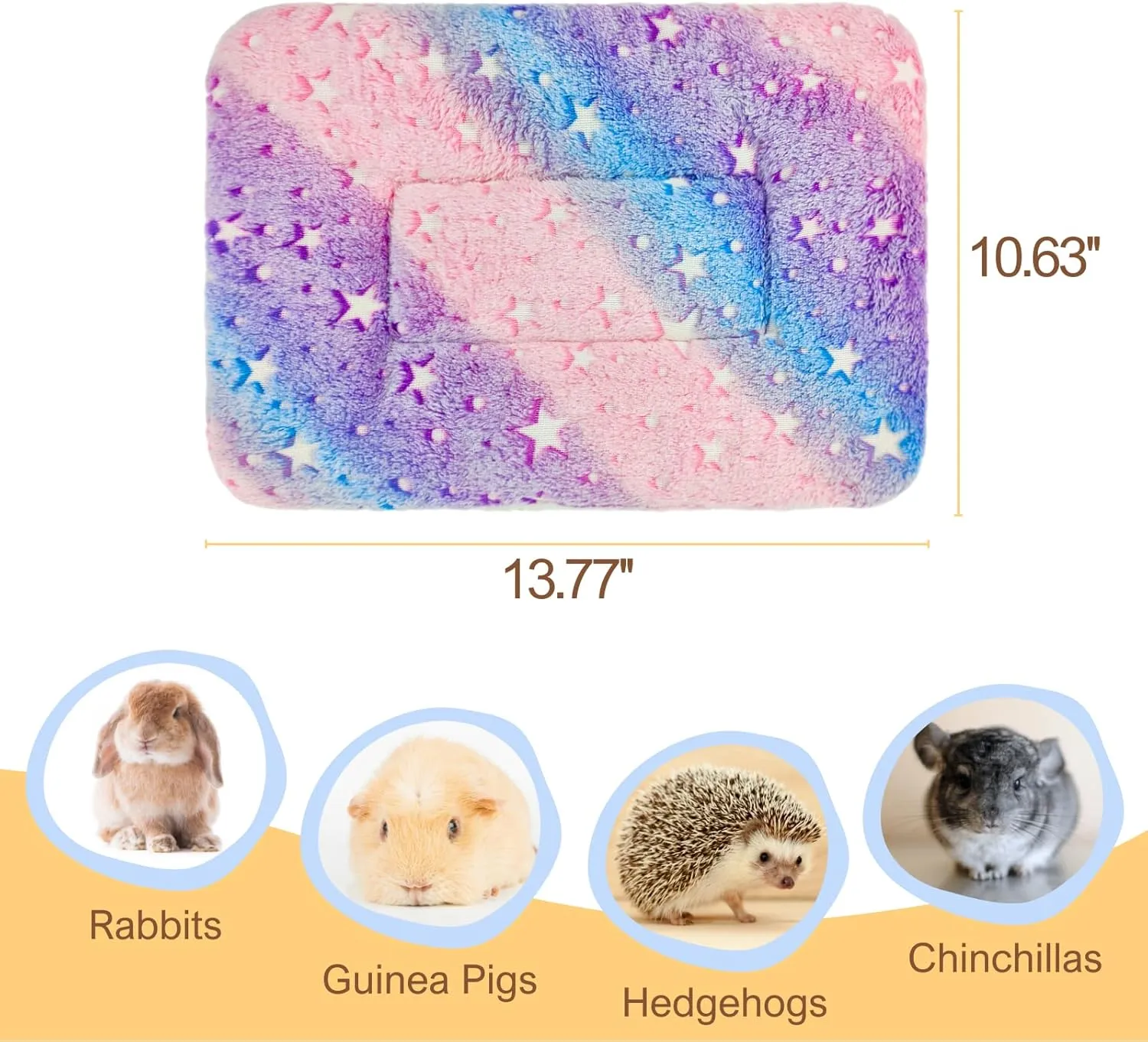 3PCS Guinea Pig Bed Soft Rabbit Bedding Cage Liner Warm Bunny Mats Pee Pads Fleece Blanket Plush Hamster Sleep Beds Ferret Squirrel Hedgehog Rat