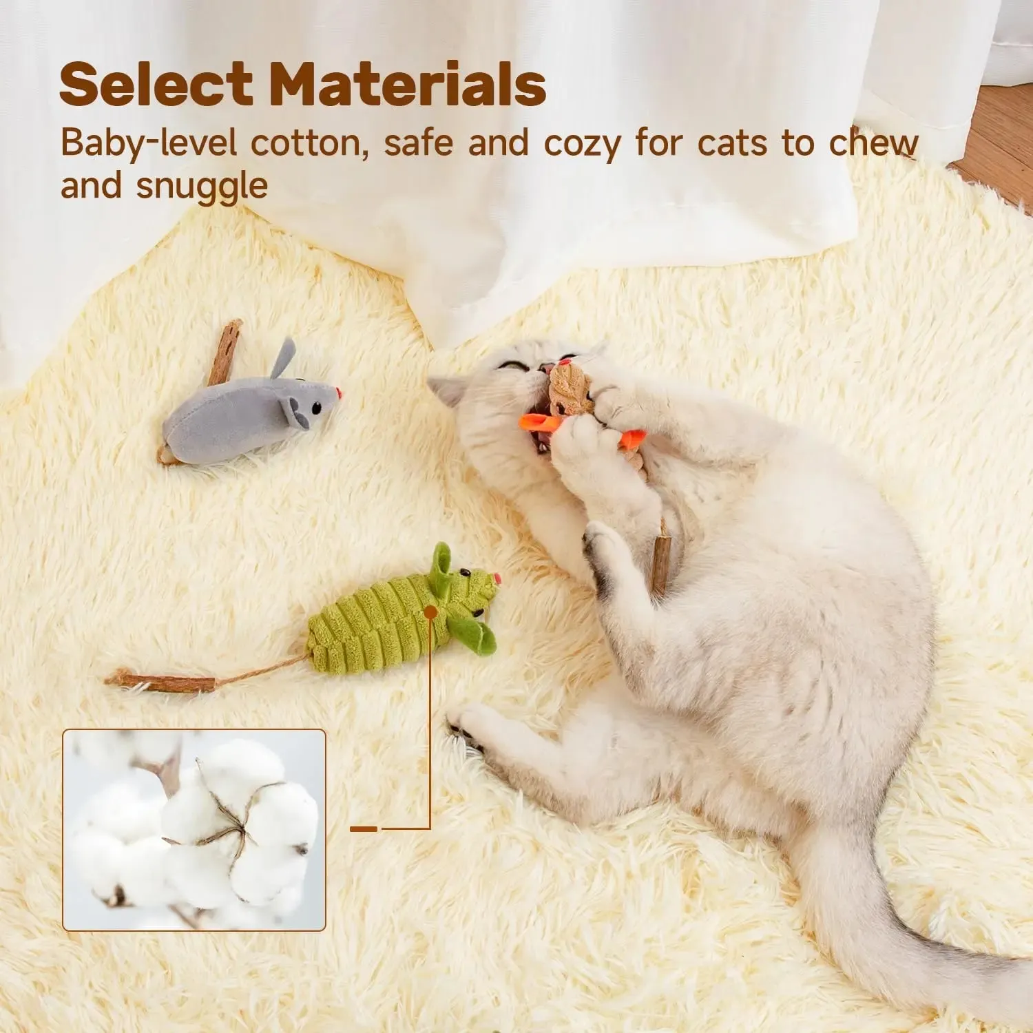 3Pcs Squeak Mice, Mouse-shaped cat toys