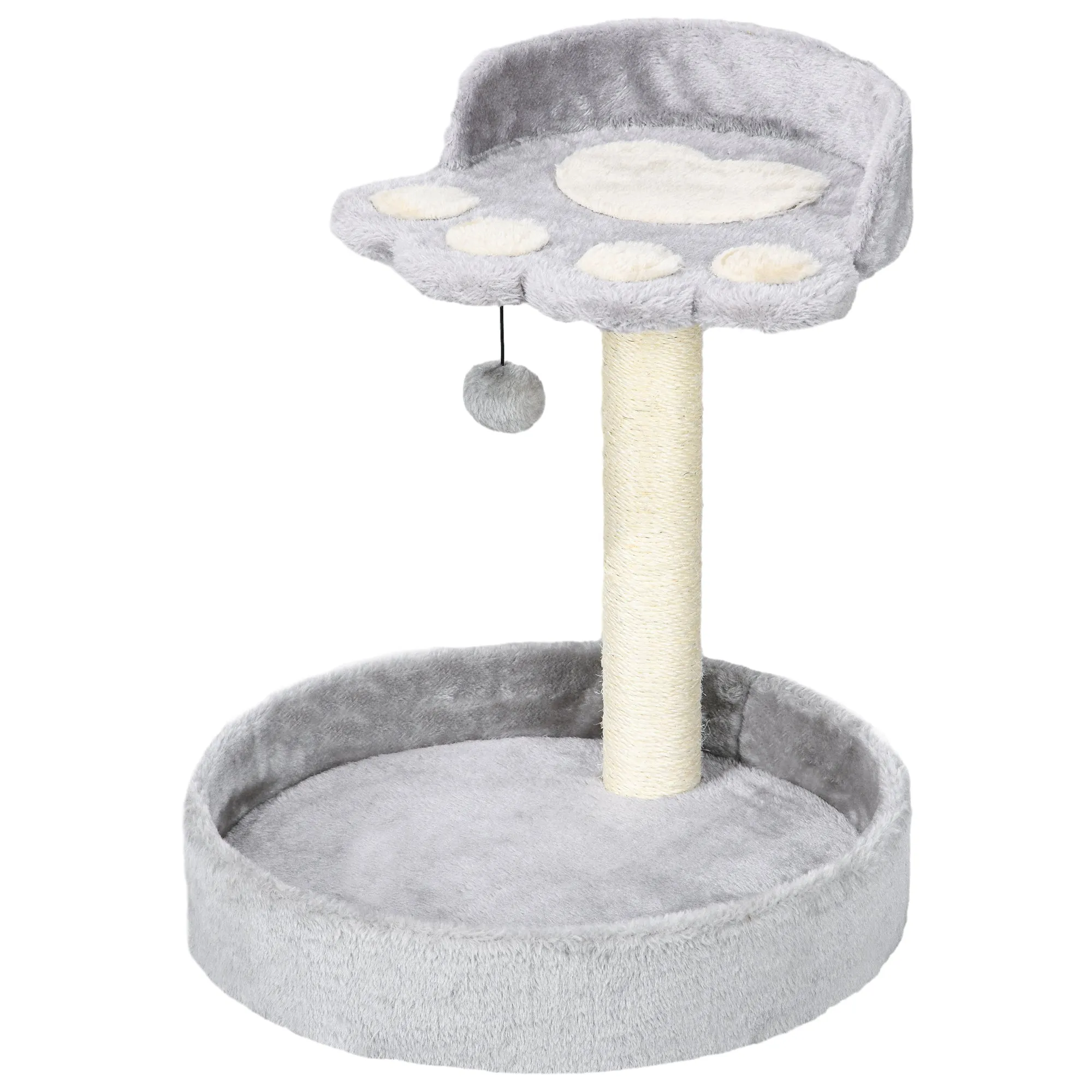 44cm Cat Tower Cat Tree for Indoor Cats with Sisal Cat Scratching Post Toy Ball - Light Grey