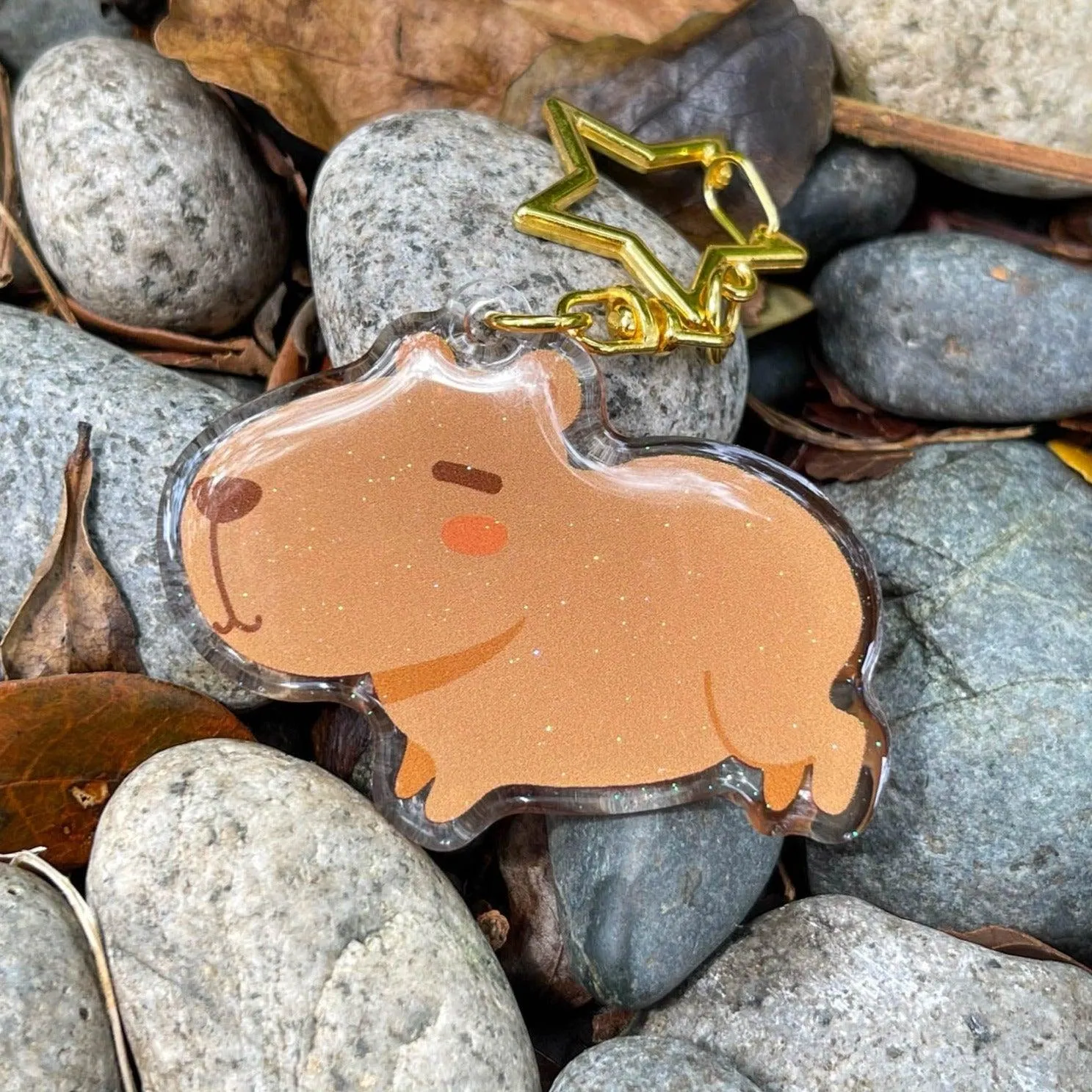 Acrylic Keychain - Capybara Jumping