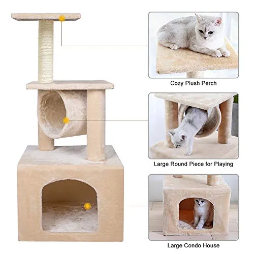 BEAU JARDIN 37 Inch Cat Trees and Towers Cat Condo for Kittens Cat Furniture Towers