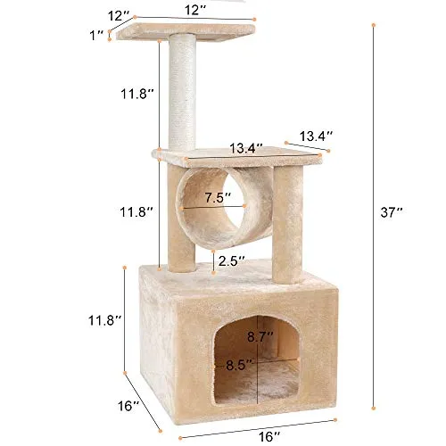 BEAU JARDIN 37 Inch Cat Trees and Towers Cat Condo for Kittens Cat Furniture Towers