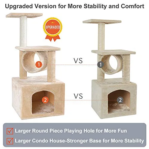 BEAU JARDIN 37 Inch Cat Trees and Towers Cat Condo for Kittens Cat Furniture Towers