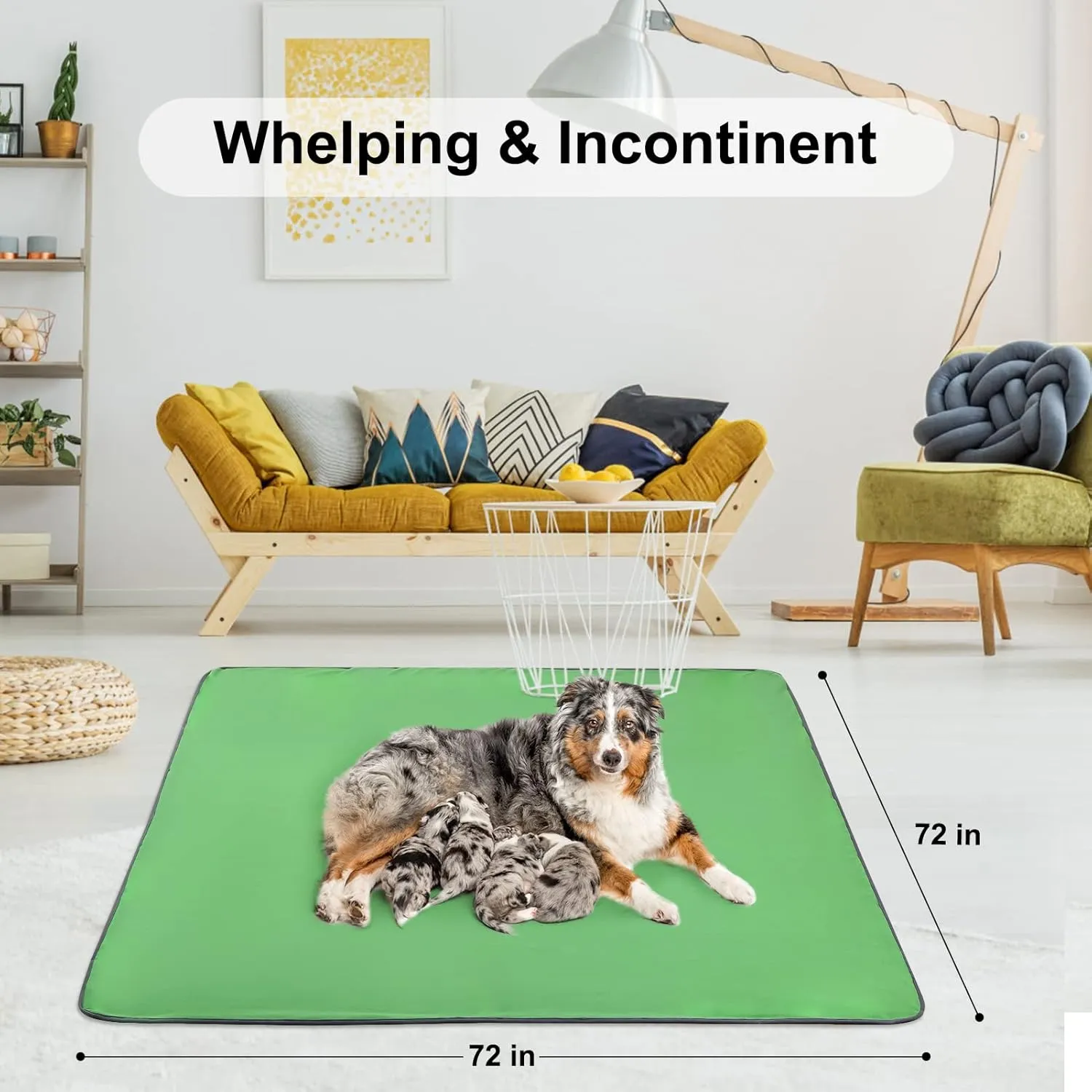 BEAUTYZOO Reusable Pee Pads for Dogs, Washable Super Absorbent Whelping Pads, Waterproof for Small to Extra Large Dogs, Pet Training & Playpen Mat, 72 x 72 Inch
