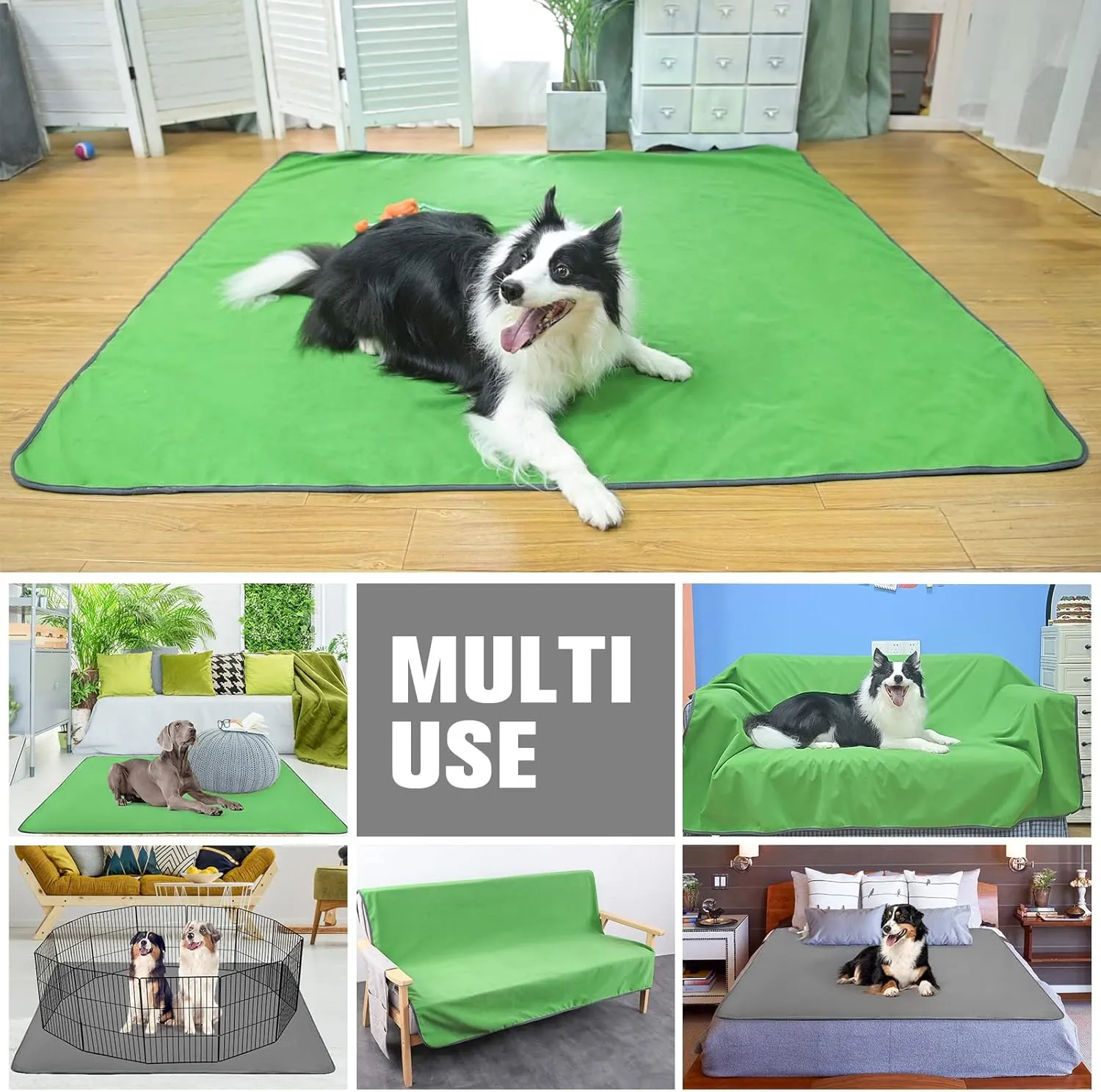 BEAUTYZOO Reusable Pee Pads for Dogs, Washable Super Absorbent Whelping Pads, Waterproof for Small to Extra Large Dogs, Pet Training & Playpen Mat, 72 x 72 Inch
