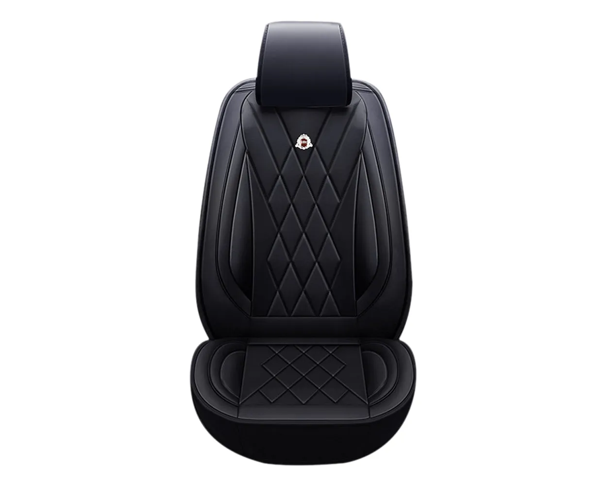 Car Seat Covers Full Set PU Leather Auto Seat Cushions - Black