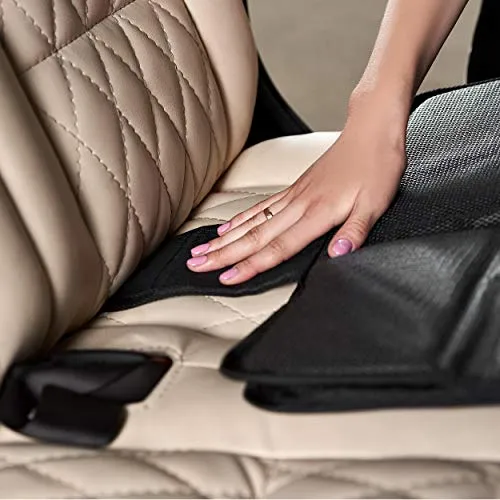 Car Seat Protector   Rear Seat Organizer For Kids - Waterproof & Stain Resistant Protective Backseat Kick Mat W/ Storage Pockets & Tablet Holder - Baby Travel Kickmat & Front / Back Seat Cover Set