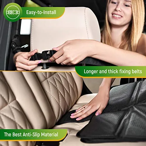 Car Seat Protector   Rear Seat Organizer For Kids - Waterproof & Stain Resistant Protective Backseat Kick Mat W/ Storage Pockets & Tablet Holder - Baby Travel Kickmat & Front / Back Seat Cover Set