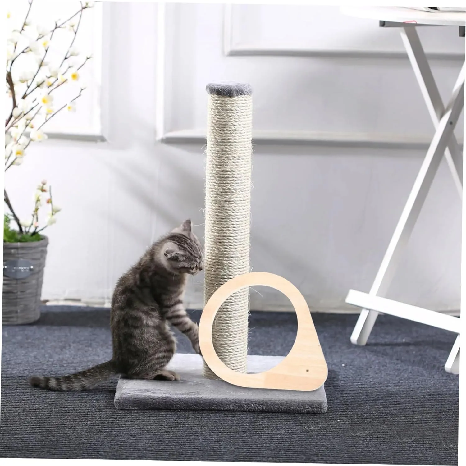 Cat Perch Frame and Scratching Post Accessory Wooden Cat Bed Holder Spacious Design for Play and Rest Modern Minimalist Supply
