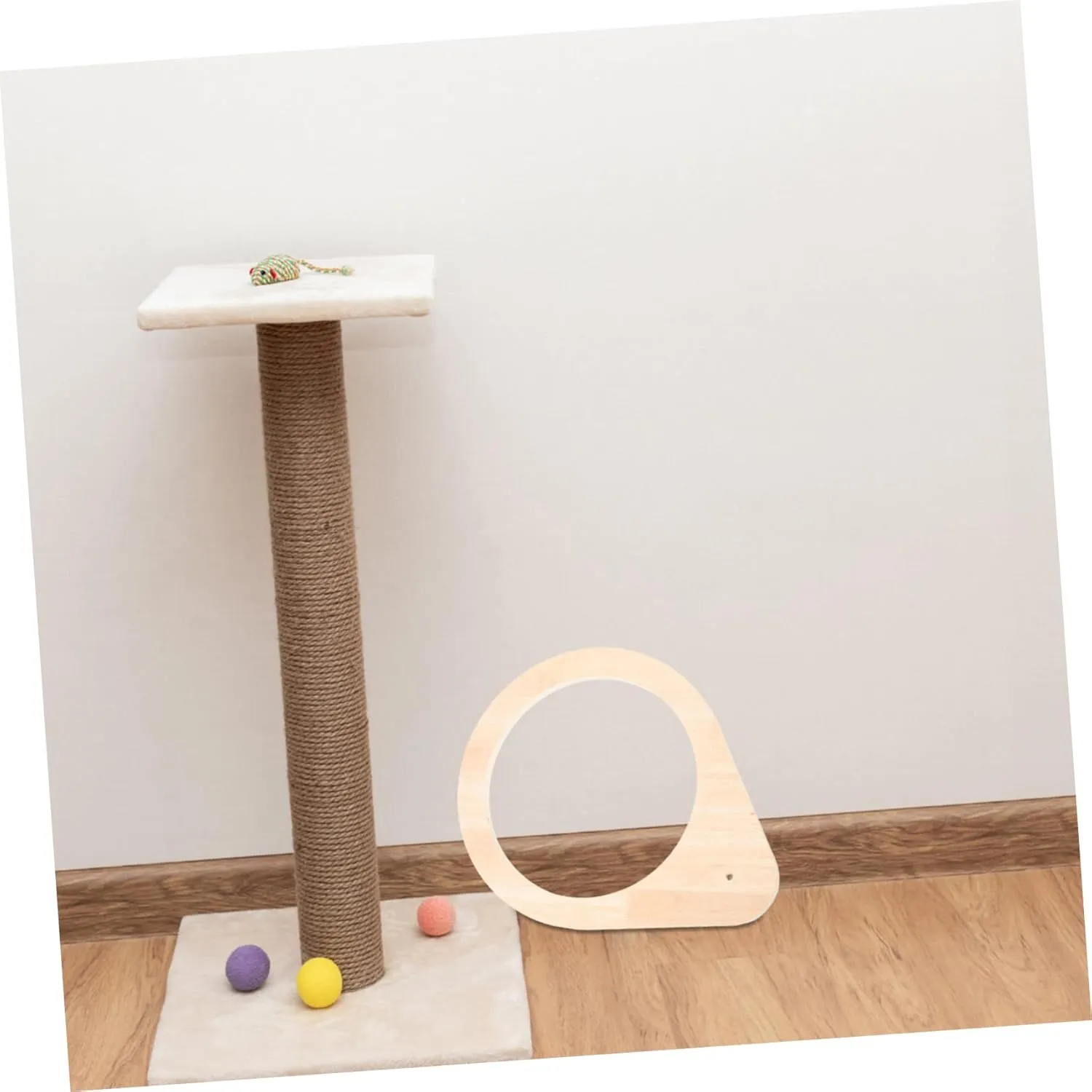 Cat Perch Frame and Scratching Post Accessory Wooden Cat Bed Holder Spacious Design for Play and Rest Modern Minimalist Supply