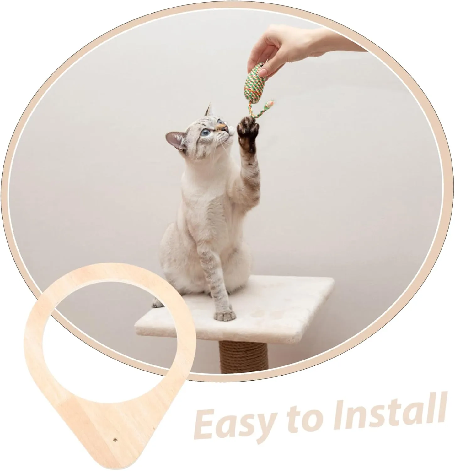 Cat Perch Frame and Scratching Post Accessory Wooden Cat Bed Holder Spacious Design for Play and Rest Modern Minimalist Supply