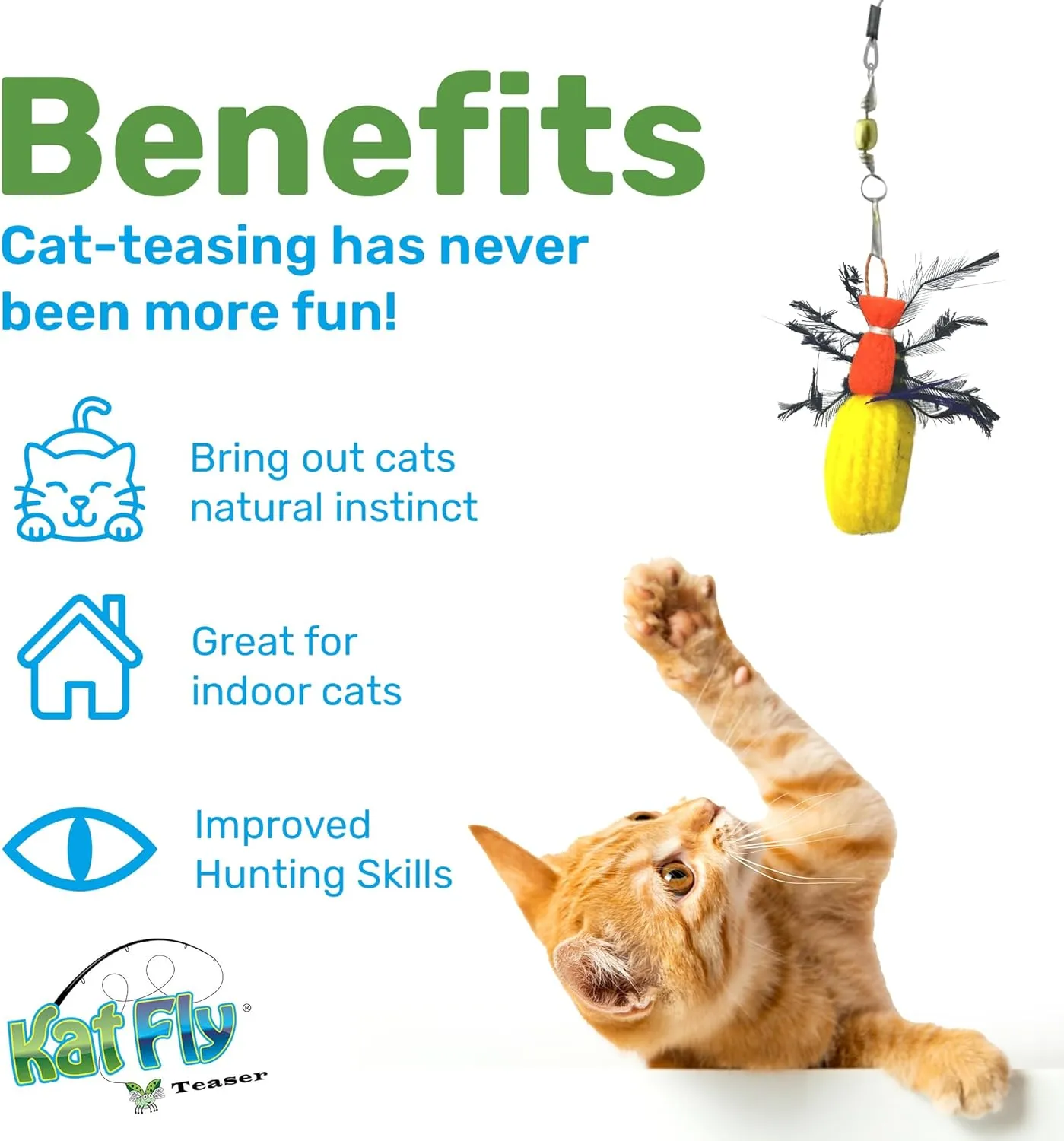 Cat Toy Teaser Wand Refill - Beetle Katfly Teaser Attachment - Yellow