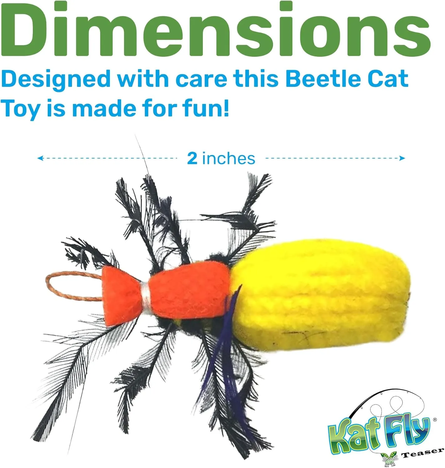 Cat Toy Teaser Wand Refill - Beetle Katfly Teaser Attachment - Yellow