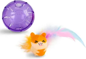 Catstages Hamster Ball Interactive Treat Stuffer for Cats with Plush Toy Inside, Purple