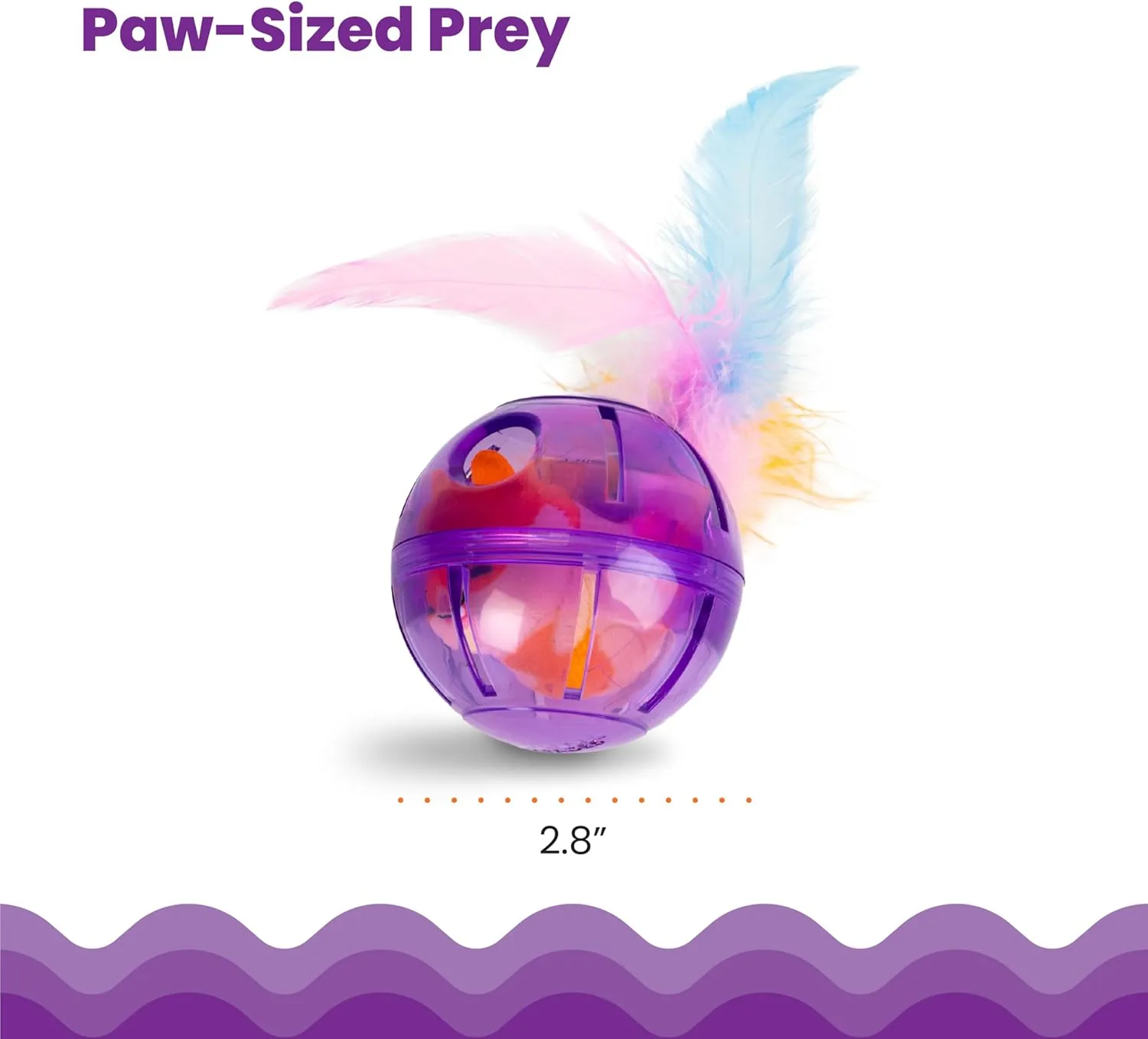 Catstages Hamster Ball Interactive Treat Stuffer for Cats with Plush Toy Inside, Purple