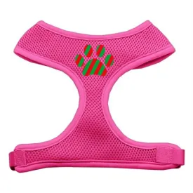 Christmas Paw Screen Print Soft Mesh Harness Pink Small