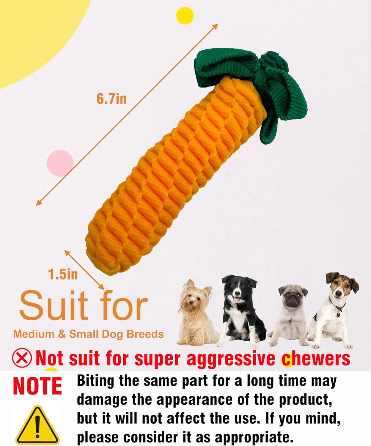 Dog Rope Toy,Tug of War Dog Toy,Puppy Teething Chews,Dog Chew Toys,Dog Toys for Medium/Small Dogs(Corn, Medium)
