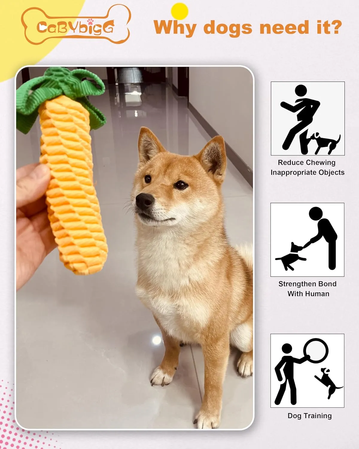 Dog Rope Toy,Tug of War Dog Toy,Puppy Teething Chews,Dog Chew Toys,Dog Toys for Medium/Small Dogs(Corn, Medium)