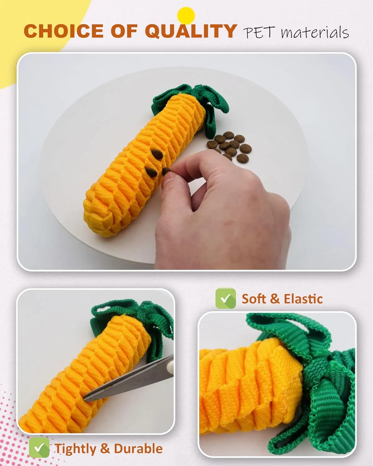 Dog Rope Toy,Tug of War Dog Toy,Puppy Teething Chews,Dog Chew Toys,Dog Toys for Medium/Small Dogs(Corn, Medium)