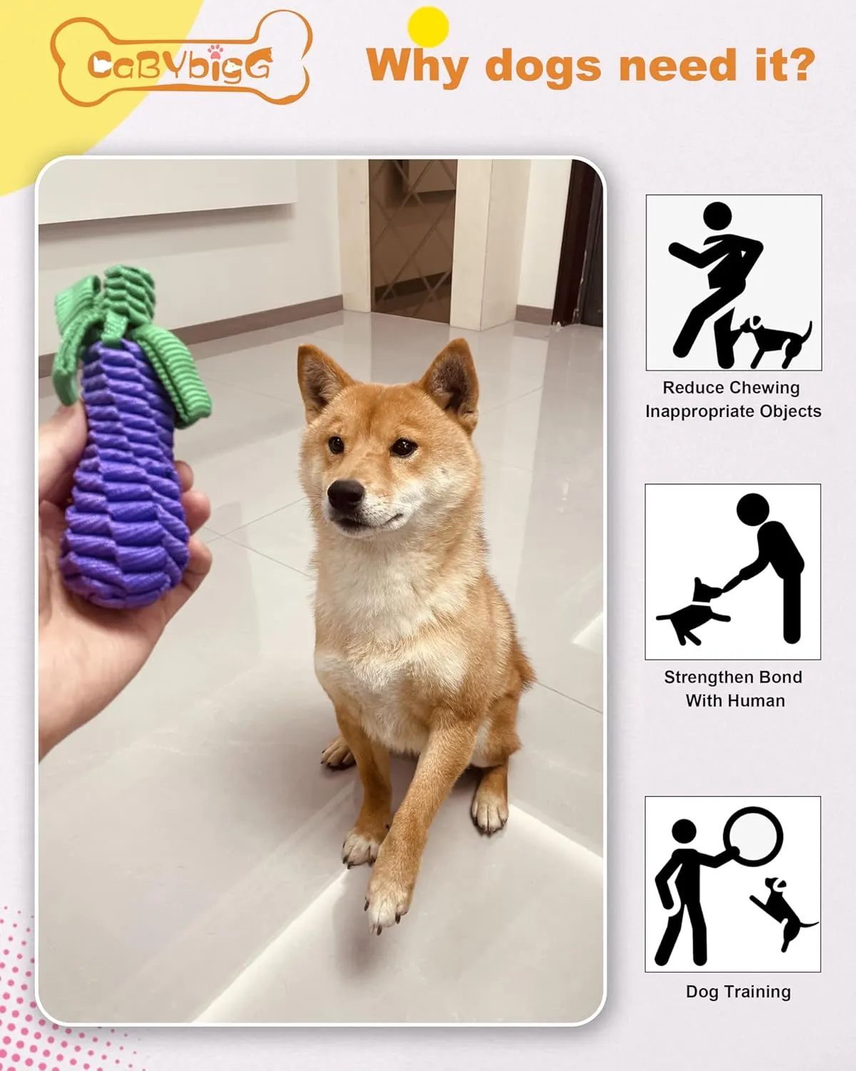 Dog Rope Toy,Tug of War Dog Toy,Puppy Teething Chews,Dog Chew Toys,Dog Toys for Medium/Small Dogs(Eggplant, Medium)