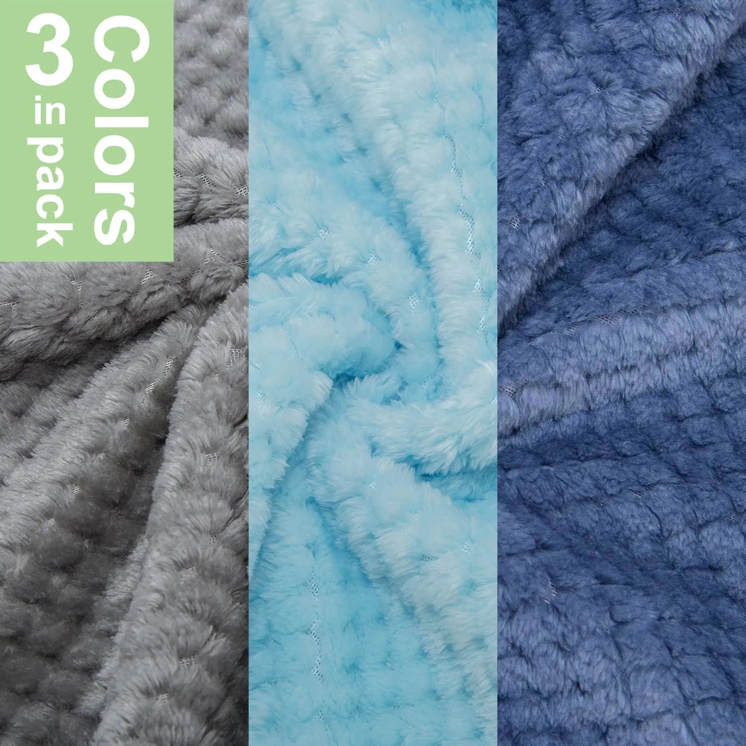 Dog Sweater, 3 Pack Dog Sweaters for Small Medium Dogs or Cat, Warm Soft Flannel Pet Clothes for Dogs Girl or Boy, Dog Shirt Coat Jacket (Large, Grey Navy Sky Blue)