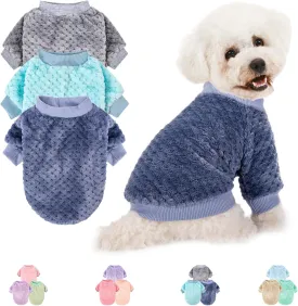 Dog Sweater, 3 Pack Dog Sweaters for Small Medium Dogs or Cat, Warm Soft Flannel Pet Clothes for Dogs Girl or Boy, Dog Shirt Coat Jacket (Large, Grey Navy Sky Blue)