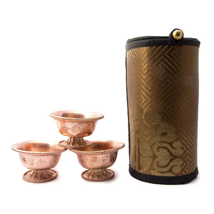 Five Senses Offering Bowl Set in Brocade Travel Case by Akara