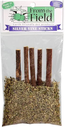 From The Field Silver Vine Sticks for Cats | Natural Dental Chew & Catnip Alternative | Ultimate Blend Marinated for Maximum Potency | Helps Clean Teeth & Promote Play | USA-Made Cat Chew Toy
