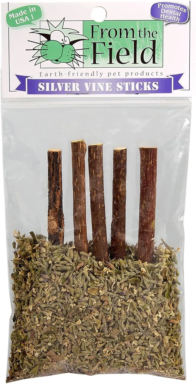 From The Field Silver Vine Sticks for Cats | Natural Dental Chew & Catnip Alternative | Ultimate Blend Marinated for Maximum Potency | Helps Clean Teeth & Promote Play | USA-Made Cat Chew Toy