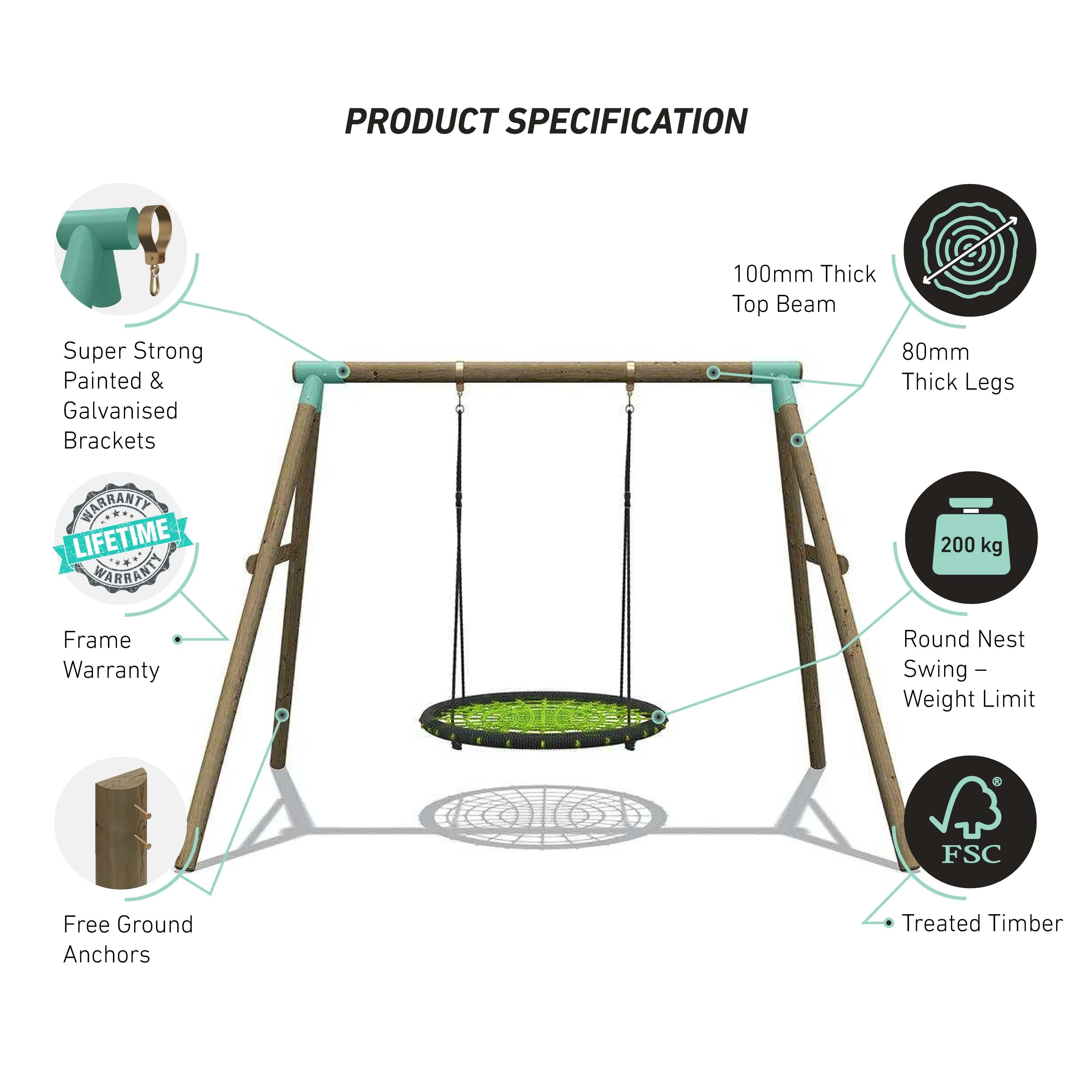 Go Wild 120cm Round Nest Swing Set