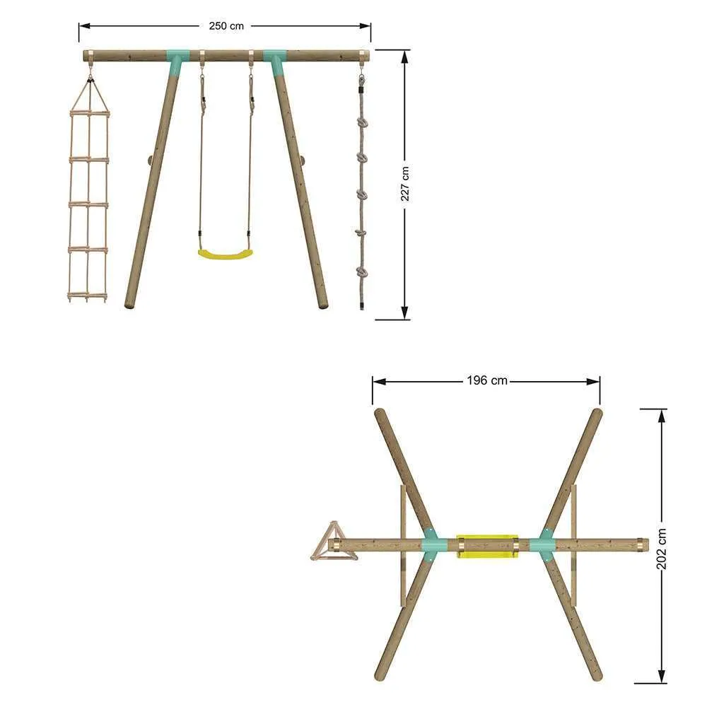 Go Wild 3 in 1 Wooden Swing Set