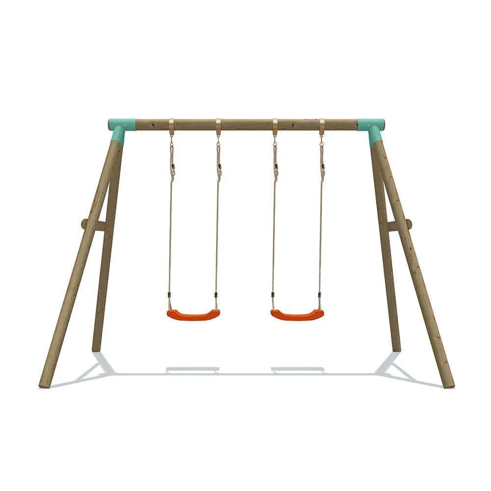 Go Wild Double Seat Wooden Swing Set