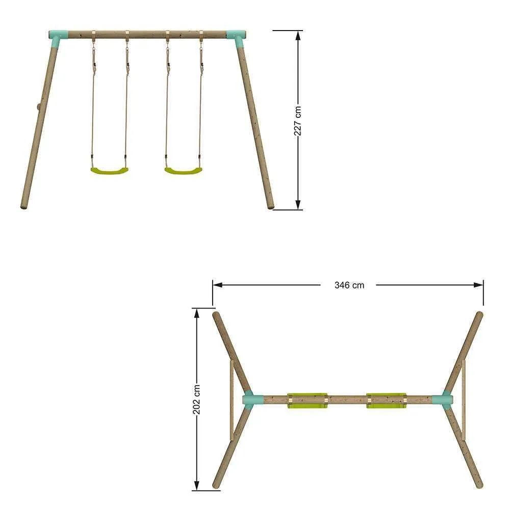 Go Wild Double Seat Wooden Swing Set