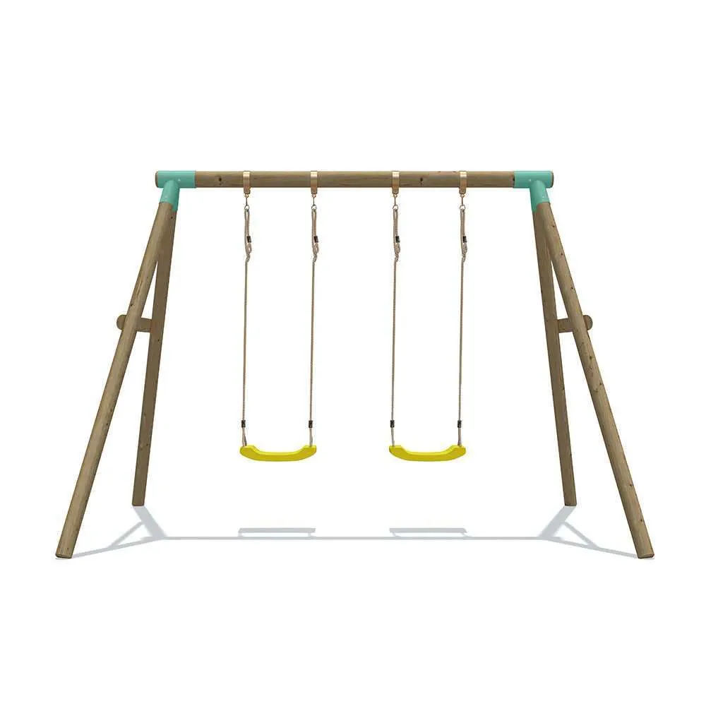 Go Wild Double Seat Wooden Swing Set