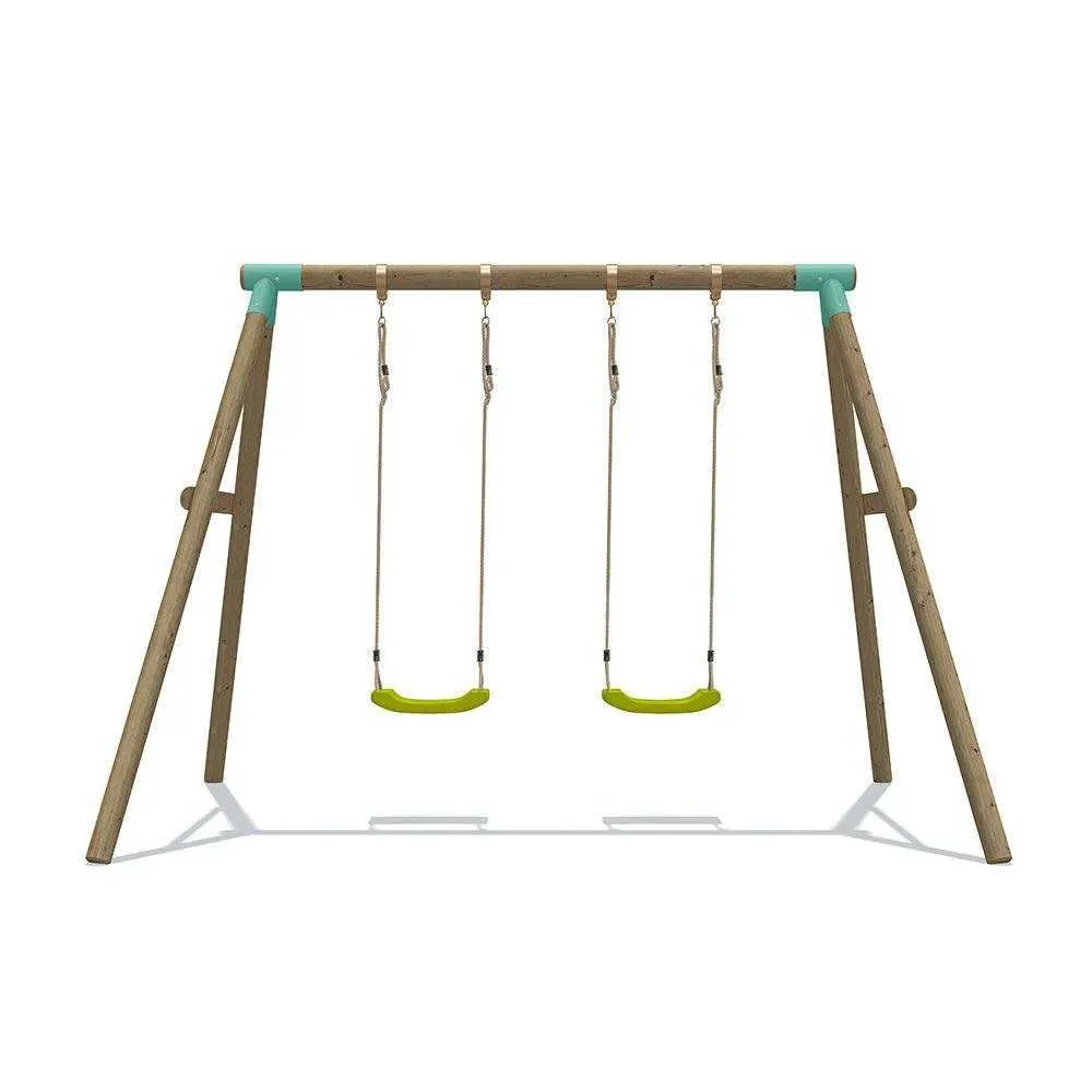 Go Wild Double Seat Wooden Swing Set