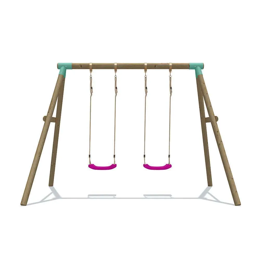 Go Wild Double Seat Wooden Swing Set