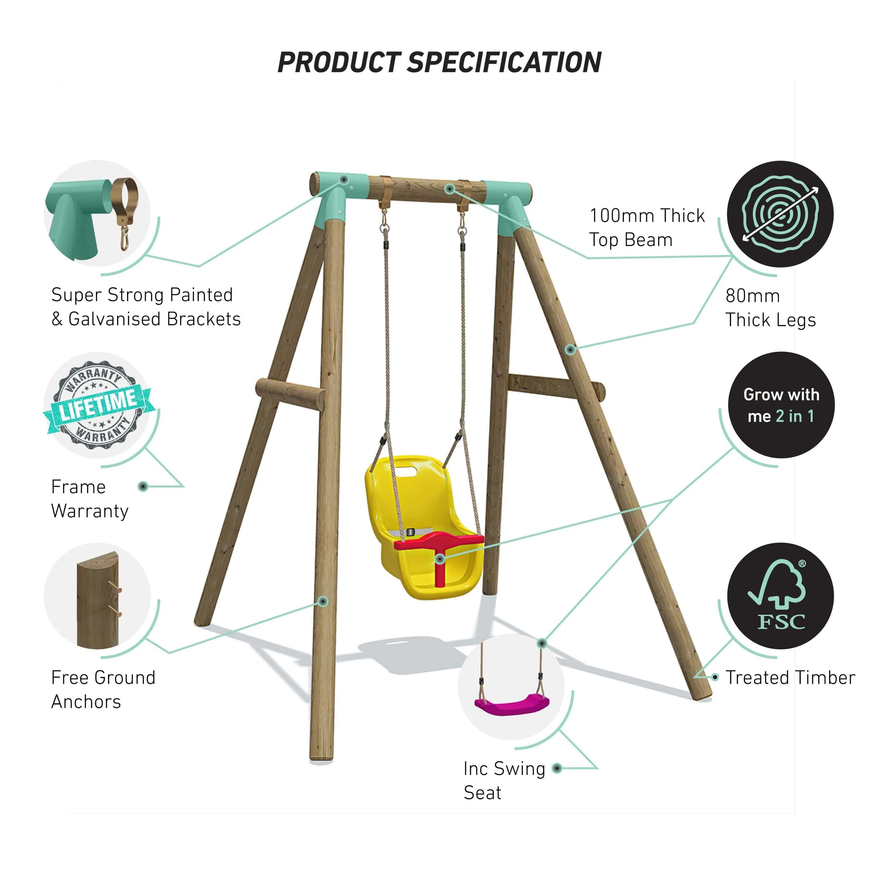 Go Wild Grow With Me 2 in 1 Wooden Swing Set