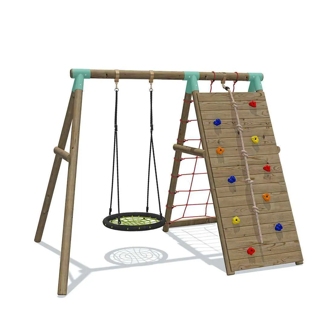 Go Wild Wooden Climber & 65cm Nest Swing Set