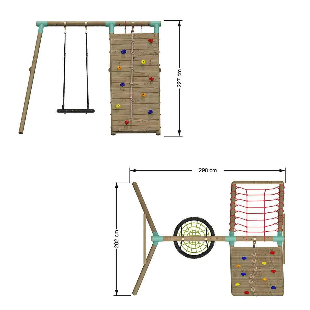 Go Wild Wooden Climber & 65cm Nest Swing Set
