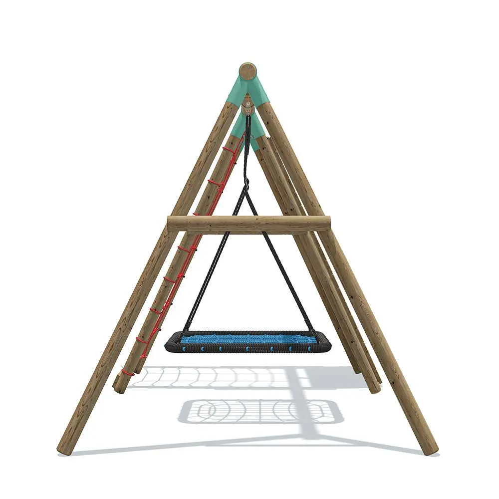 Go Wild Wooden Climber & Nest Swing Set