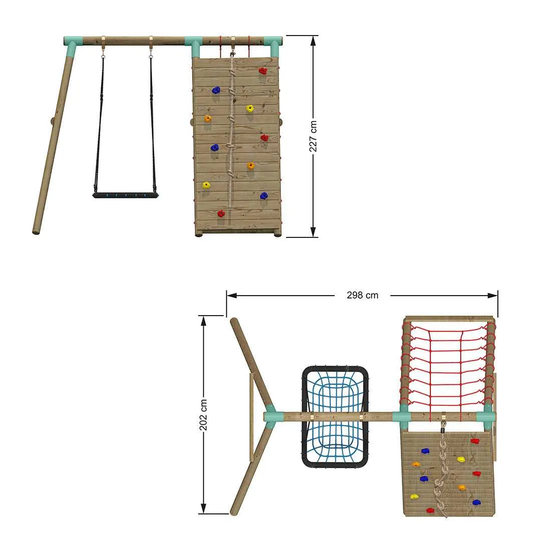 Go Wild Wooden Climber & Nest Swing Set