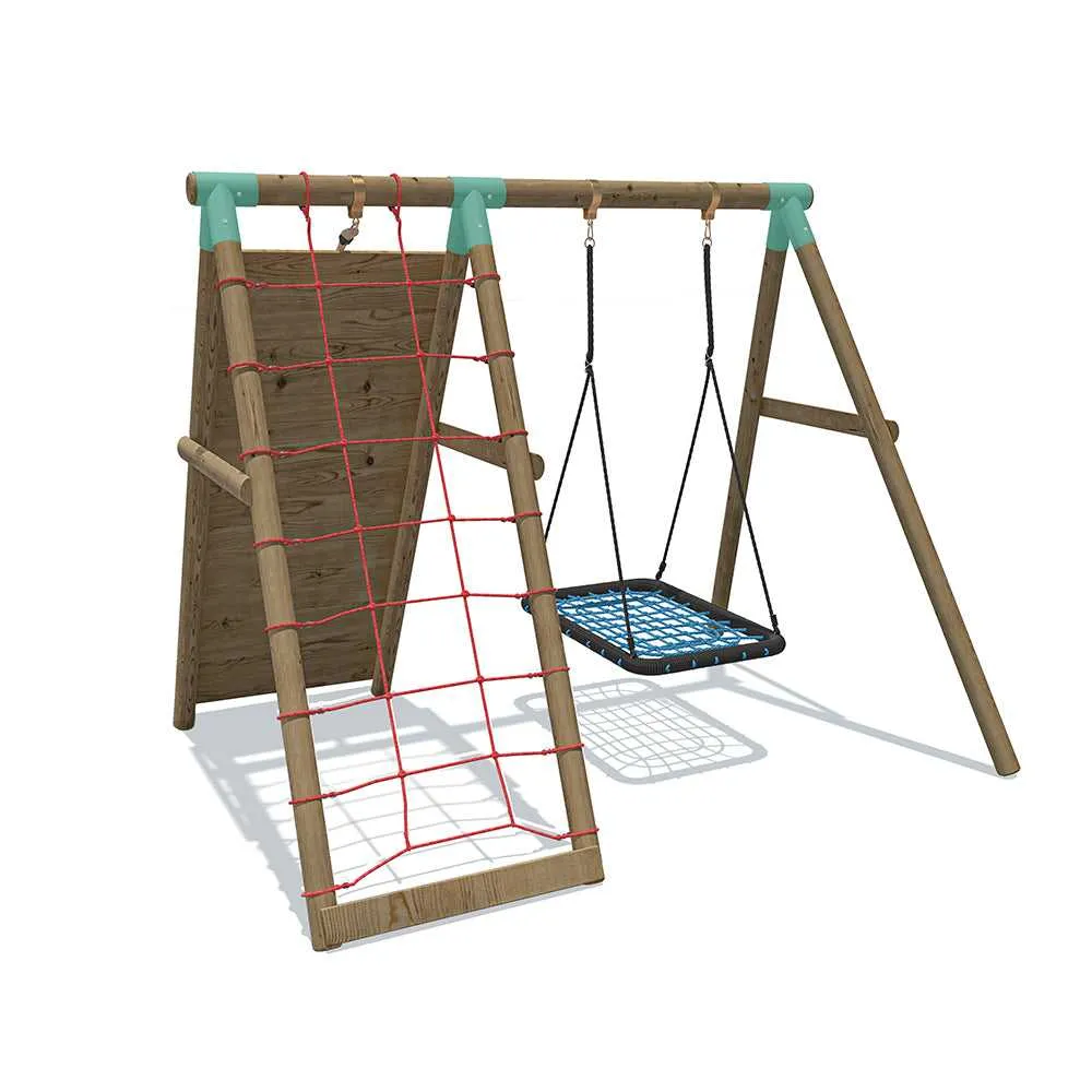 Go Wild Wooden Climber & Nest Swing Set